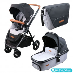 Optimo Air Easygo Pack (hellgrau) - Kinderwagen / Sportwagenaufsatz / Wickeltasche