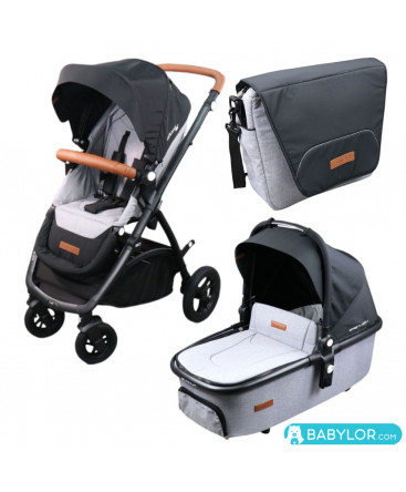 Optimo Air Easygo Pack (hellgrau) - Kinderwagen / Sportwagenaufsatz / Wickeltasche